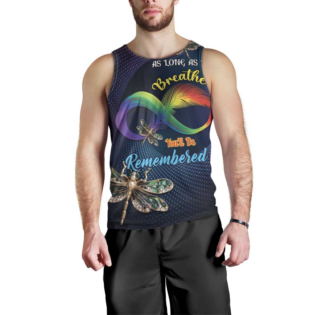 Personalized As Long As I Breathe You'll Be Remembered Men Tank Top Feather Infinity Luxury Dragonfly - Wonder Print Shop