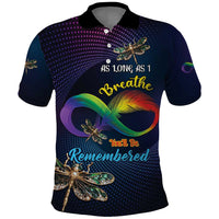 Personalized As Long As I Breathe You'll Be Remembered Polo Shirt Feather Infinity Luxury Dragonfly - Wonder Print Shop