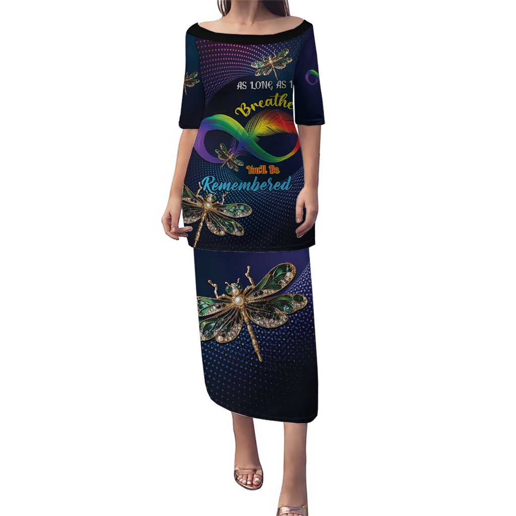 Personalized As Long As I Breathe You'll Be Remembered Puletasi Feather Infinity Luxury Dragonfly - Wonder Print Shop