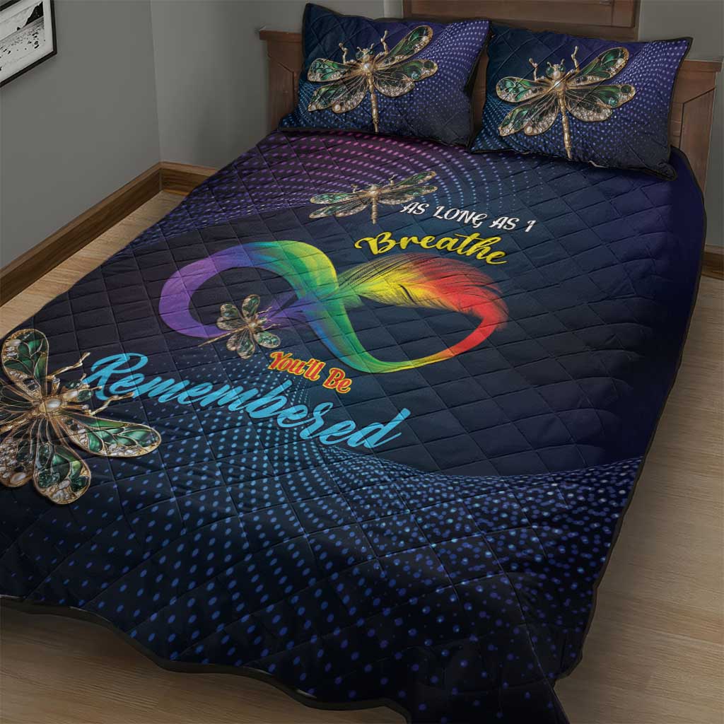 As Long As I Breathe You'll Be Remembered Quilt Bed Set Feather Infinity Luxury Dragonfly - Wonder Print Shop