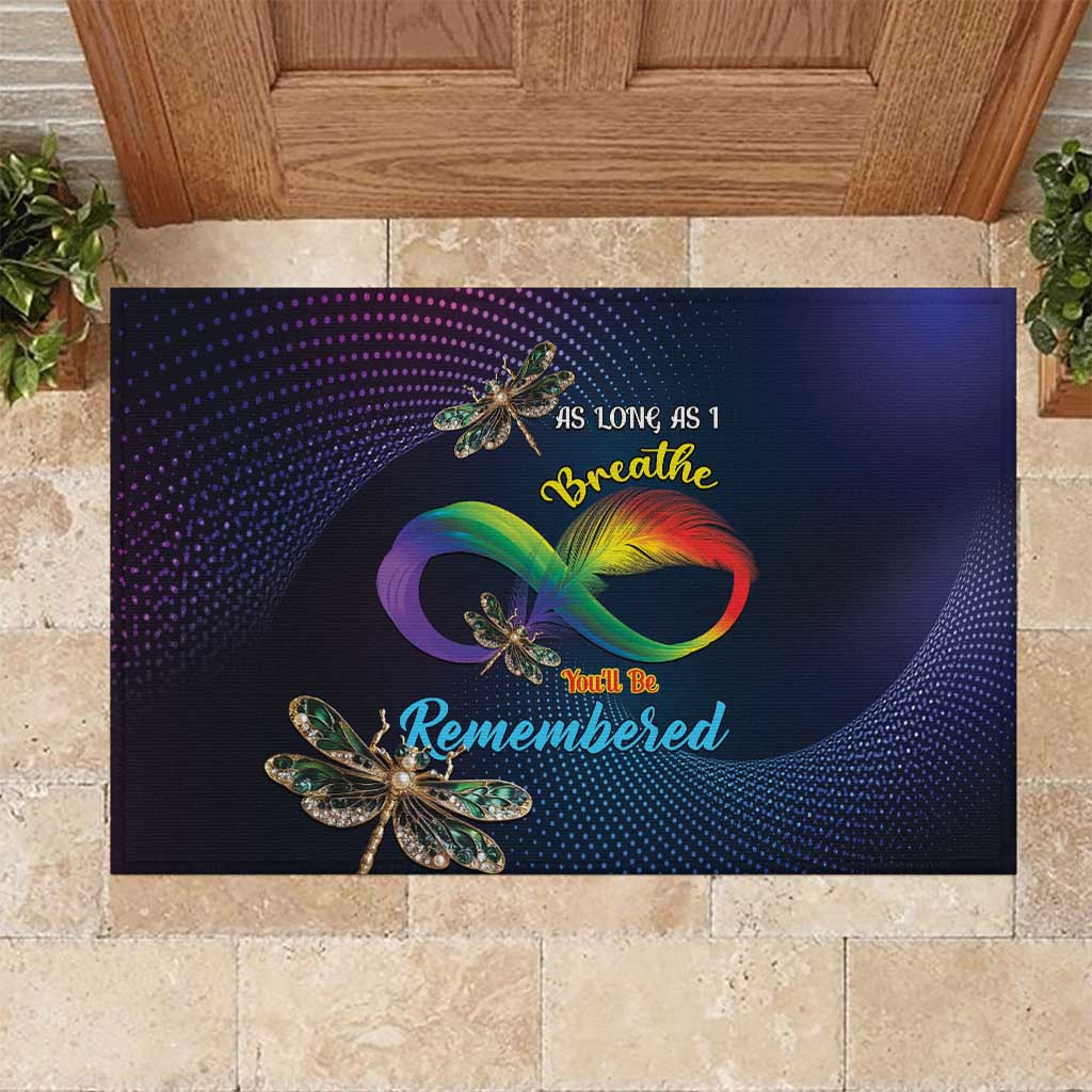 As Long As I Breathe You'll Be Remembered Rubber Doormat Feather Infinity Luxury Dragonfly - Wonder Print Shop