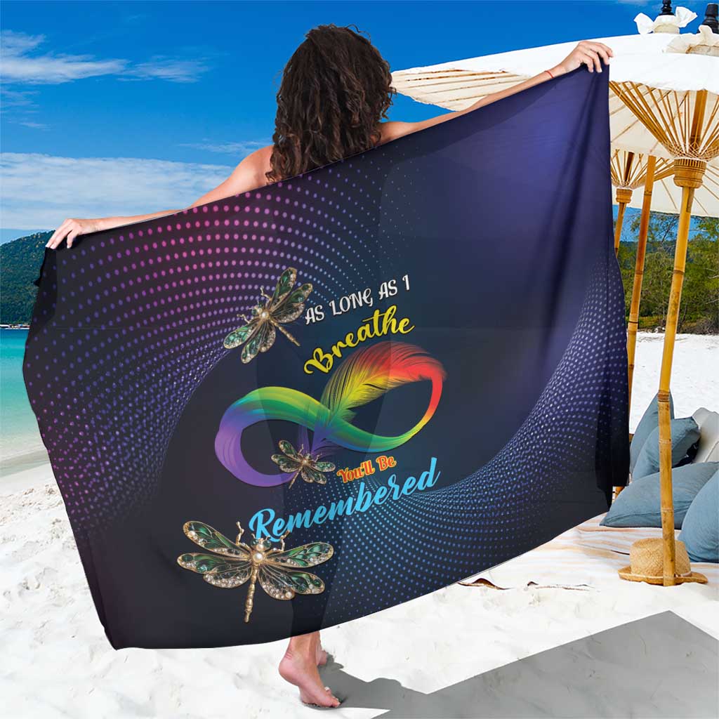 As Long As I Breathe You'll Be Remembered Sarong Feather Infinity Luxury Dragonfly - Wonder Print Shop