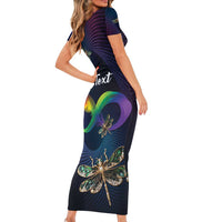 Personalized As Long As I Breathe You'll Be Remembered Short Sleeve Bodycon Dress Feather Infinity Luxury Dragonfly - Wonder Print Shop