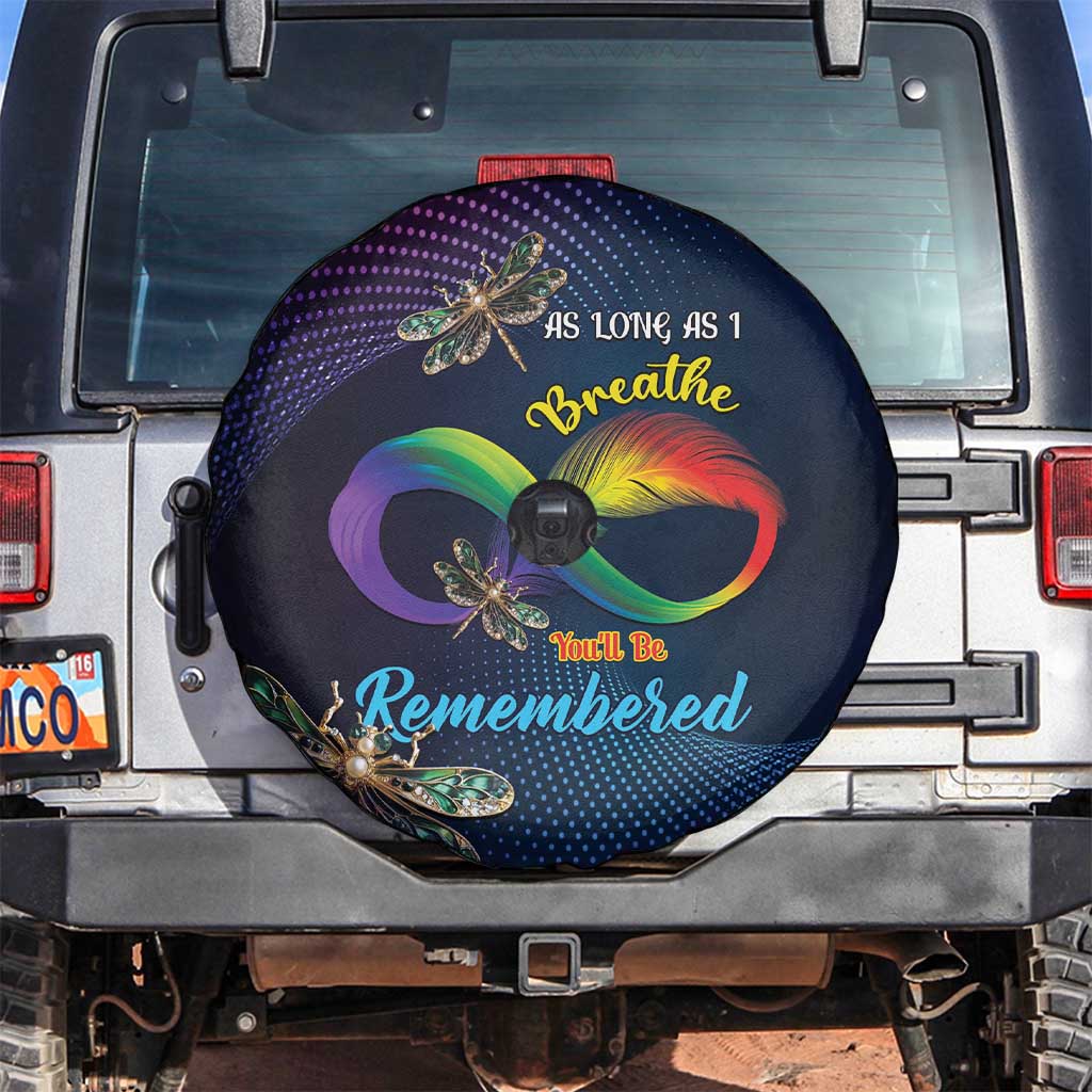 As Long As I Breathe You'll Be Remembered Spare Tire Cover Feather Infinity Luxury Dragonfly - Wonder Print Shop