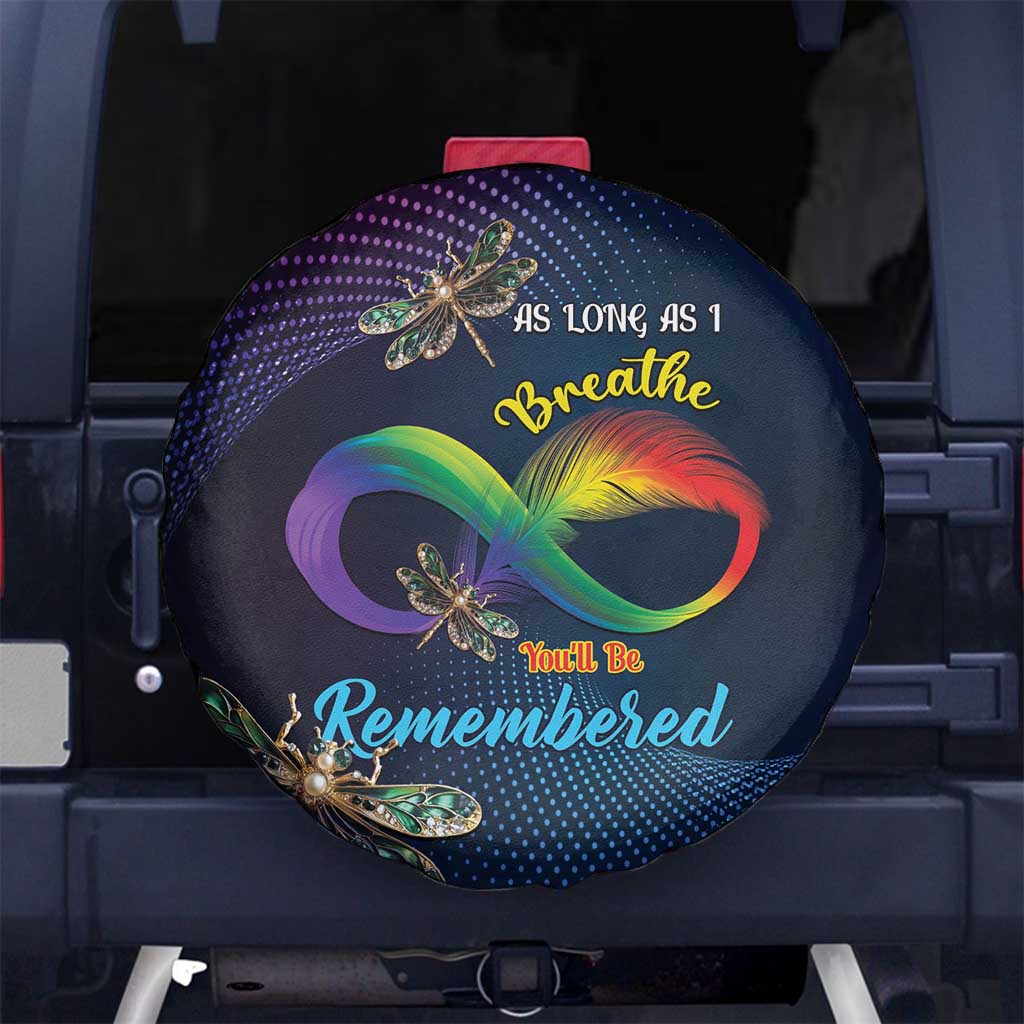 As Long As I Breathe You'll Be Remembered Spare Tire Cover Feather Infinity Luxury Dragonfly - Wonder Print Shop