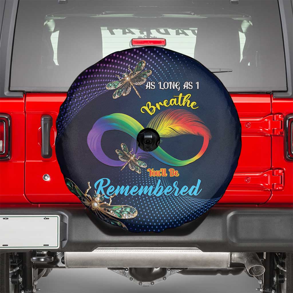 As Long As I Breathe You'll Be Remembered Spare Tire Cover Feather Infinity Luxury Dragonfly - Wonder Print Shop