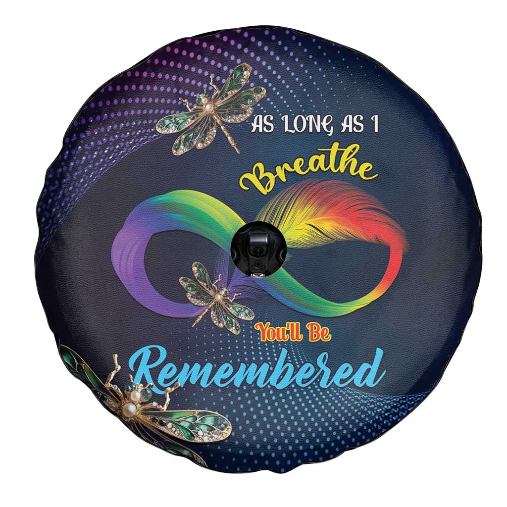 As Long As I Breathe You'll Be Remembered Spare Tire Cover Feather Infinity Luxury Dragonfly - Wonder Print Shop