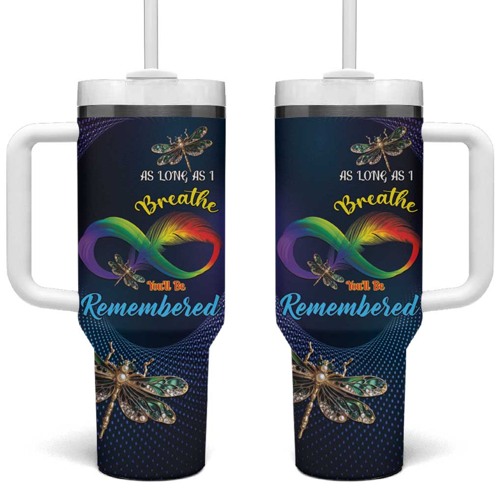 Personalized As Long As I Breathe You'll Be Remembered Tumbler With Handle Feather Infinity Luxury Dragonfly - Wonder Print Shop