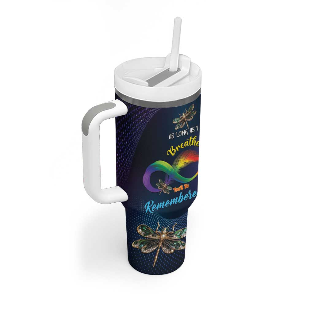 Personalized As Long As I Breathe You'll Be Remembered Tumbler With Handle Feather Infinity Luxury Dragonfly - Wonder Print Shop