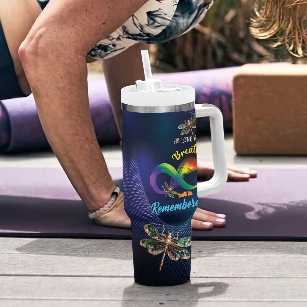 Personalized As Long As I Breathe You'll Be Remembered Tumbler With Handle Feather Infinity Luxury Dragonfly - Wonder Print Shop