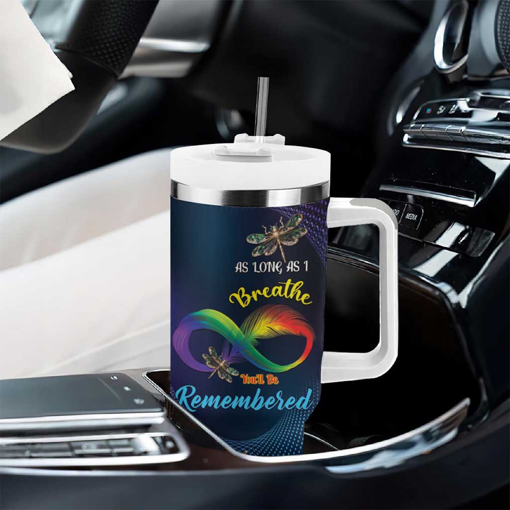 Personalized As Long As I Breathe You'll Be Remembered Tumbler With Handle Feather Infinity Luxury Dragonfly - Wonder Print Shop