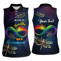 Personalized As Long As I Breathe You'll Be Remembered Women Sleeveless Polo Shirt Feather Infinity Luxury Dragonfly - Wonder Print Shop