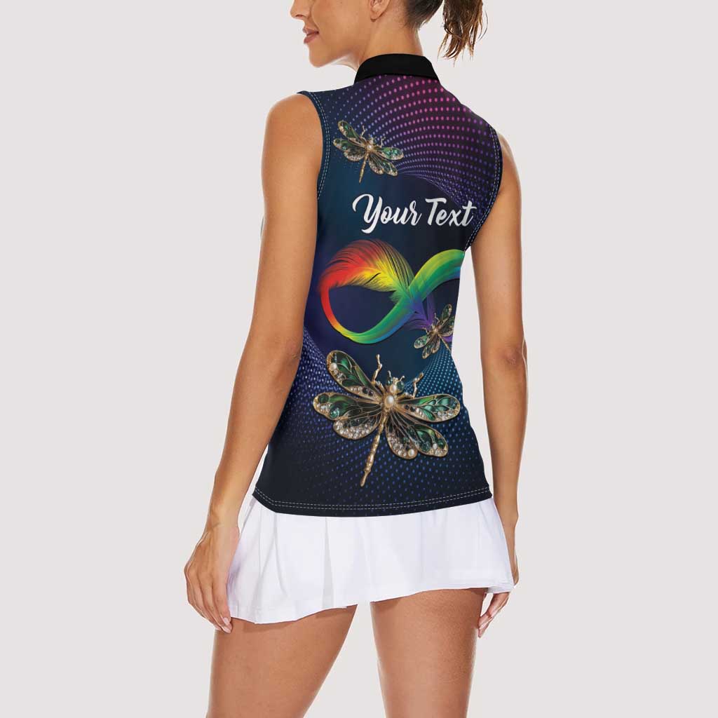 Personalized As Long As I Breathe You'll Be Remembered Women Sleeveless Polo Shirt Feather Infinity Luxury Dragonfly - Wonder Print Shop