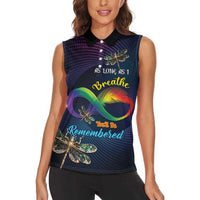 Personalized As Long As I Breathe You'll Be Remembered Women Sleeveless Polo Shirt Feather Infinity Luxury Dragonfly - Wonder Print Shop