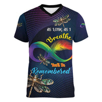Personalized As Long As I Breathe You'll Be Remembered Women V-Neck T-Shirt Feather Infinity Luxury Dragonfly - Wonder Print Shop