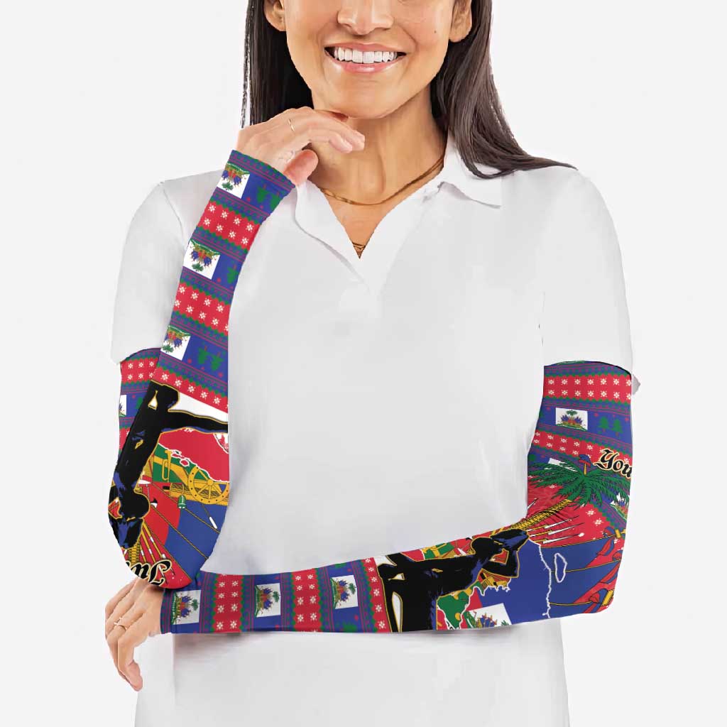 Personalized Ayiti Jwaye Nwel Arm Sleeves Haiti Merry Christmas - Wonder Print Shop
