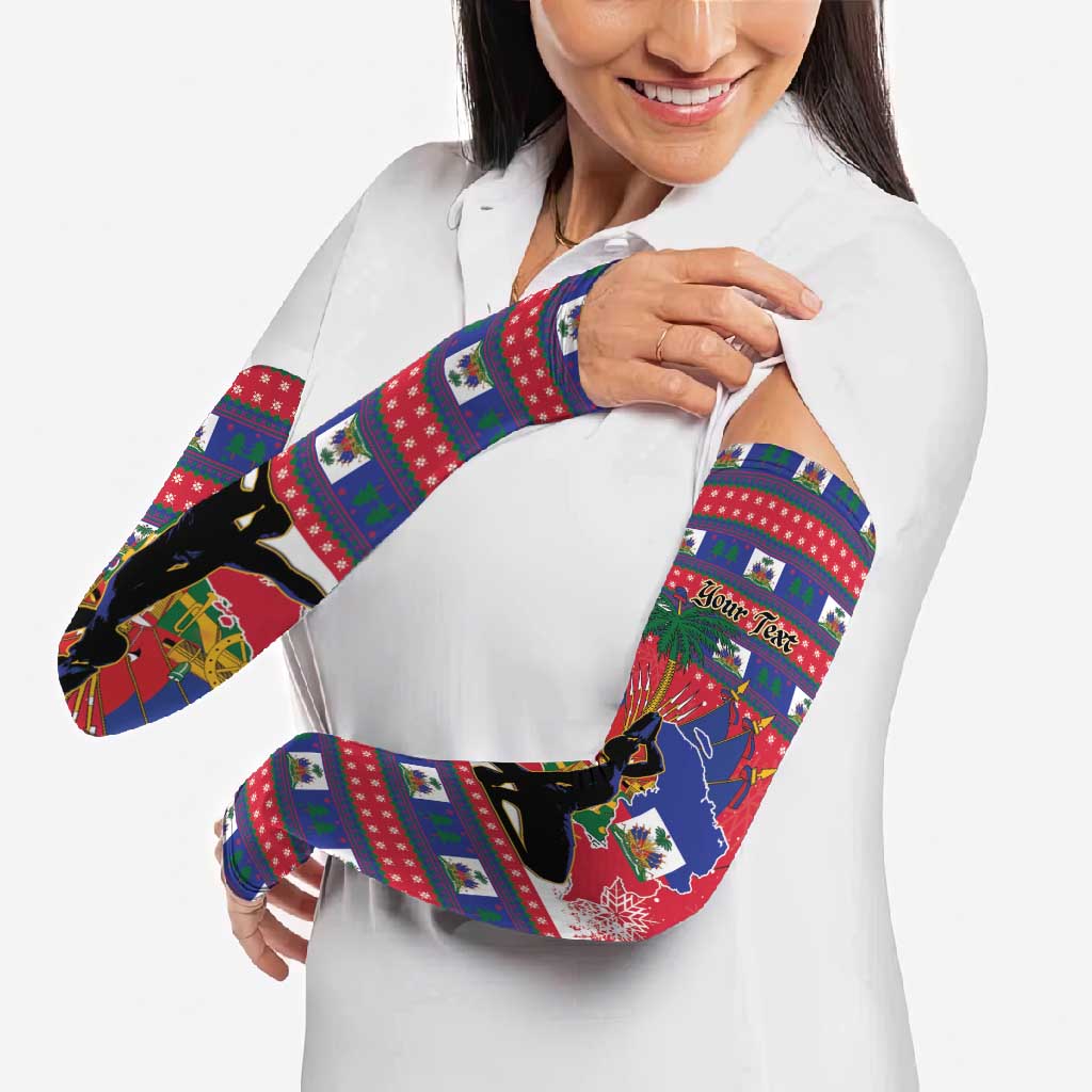 Personalized Ayiti Jwaye Nwel Arm Sleeves Haiti Merry Christmas - Wonder Print Shop
