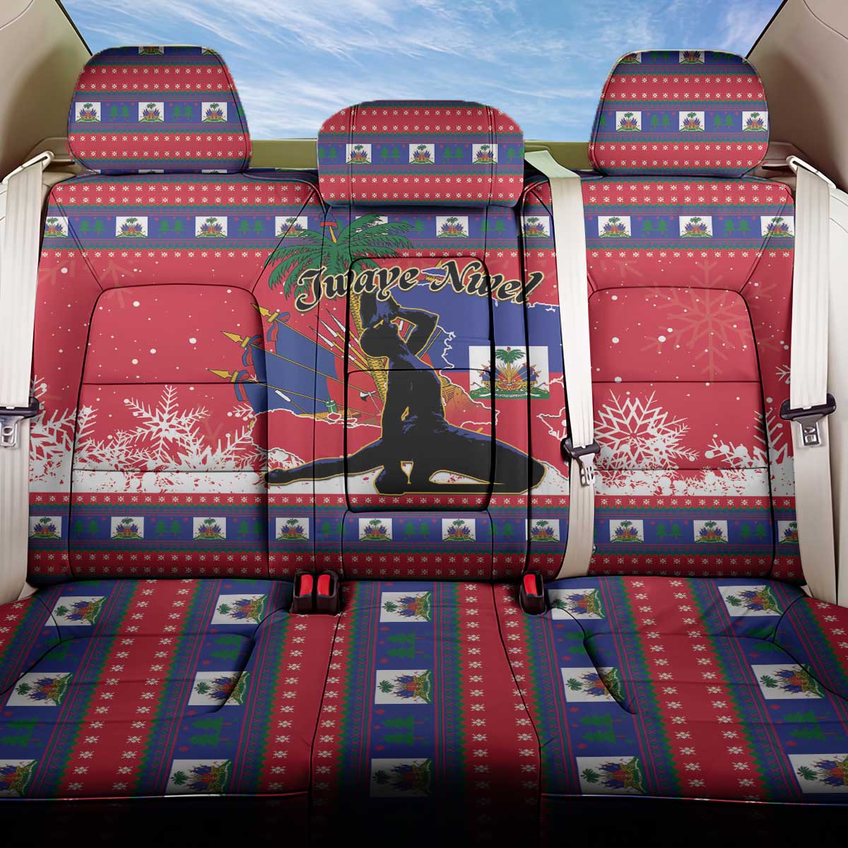 Ayiti Jwaye Nwel Back Car Seat Cover Haiti Merry Christmas - Wonder Print Shop