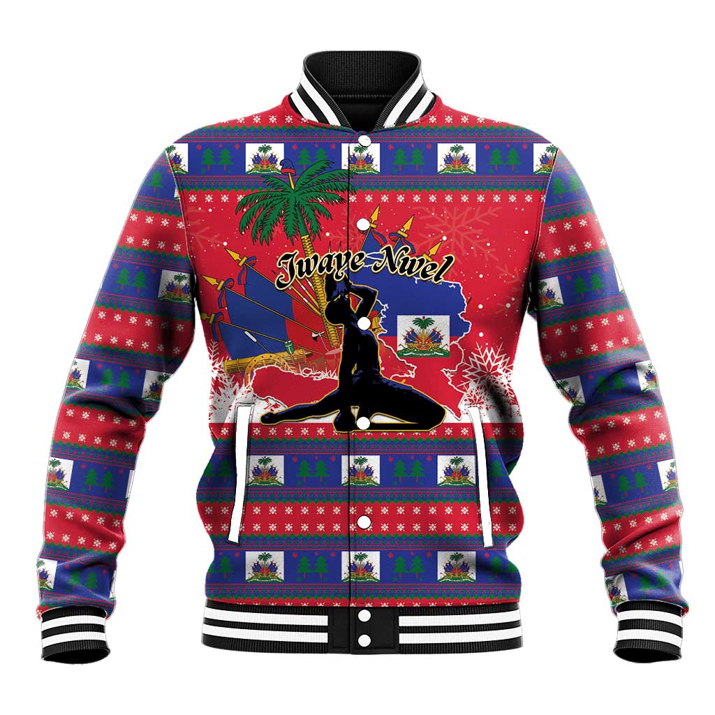 Personalized Ayiti Jwaye Nwel Baseball Jacket Haiti Merry Christmas - Wonder Print Shop