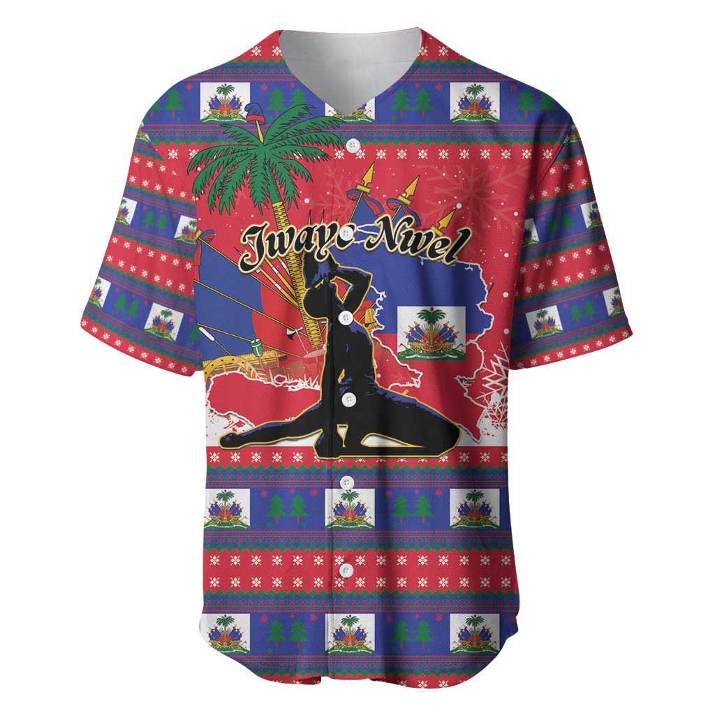 Personalized Ayiti Jwaye Nwel Baseball Jersey Haiti Merry Christmas - Wonder Print Shop