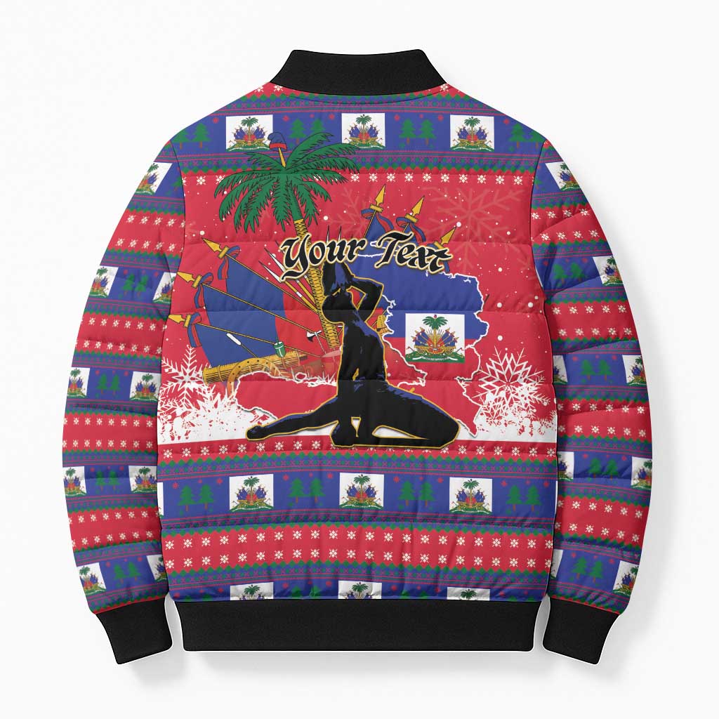 Personalized Ayiti Jwaye Nwel Bomber Puffer Jacket Haiti Merry Christmas - Wonder Print Shop