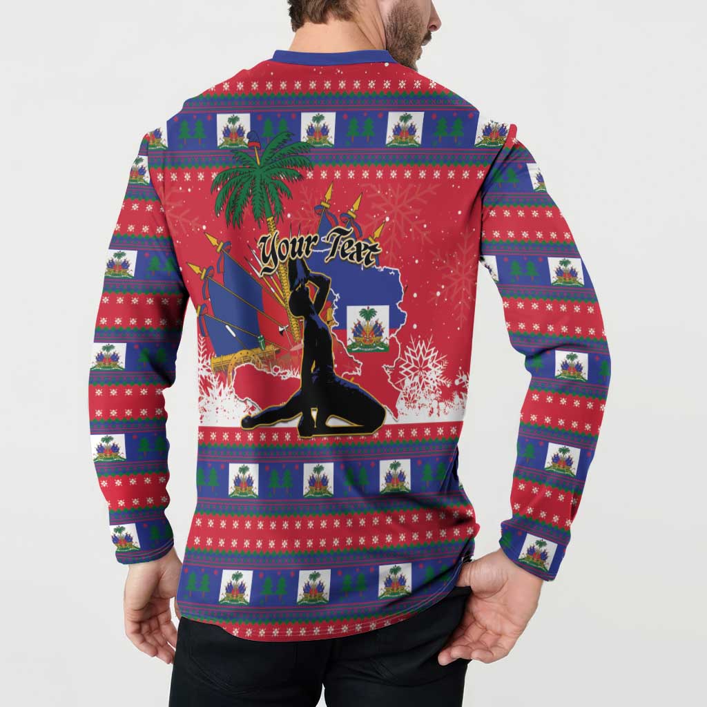 Personalized Ayiti Jwaye Nwel Button Sweatshirt Haiti Merry Christmas - Wonder Print Shop