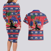 Personalized Ayiti Jwaye Nwel Couples Matching Long Sleeve Bodycon Dress and Hawaiian Shirt Haiti Merry Christmas - Wonder Print Shop