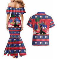 Personalized Ayiti Jwaye Nwel Couples Matching Mermaid Dress and Hawaiian Shirt Haiti Merry Christmas - Wonder Print Shop