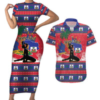 Personalized Ayiti Jwaye Nwel Couples Matching Short Sleeve Bodycon Dress and Hawaiian Shirt Haiti Merry Christmas - Wonder Print Shop