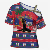Personalized Ayiti Jwaye Nwel Cross Shoulder Shirt Haiti Merry Christmas - Wonder Print Shop
