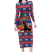 Personalized Ayiti Jwaye Nwel Family Matching Long Sleeve Bodycon Dress and Hawaiian Shirt Haiti Merry Christmas - Wonder Print Shop