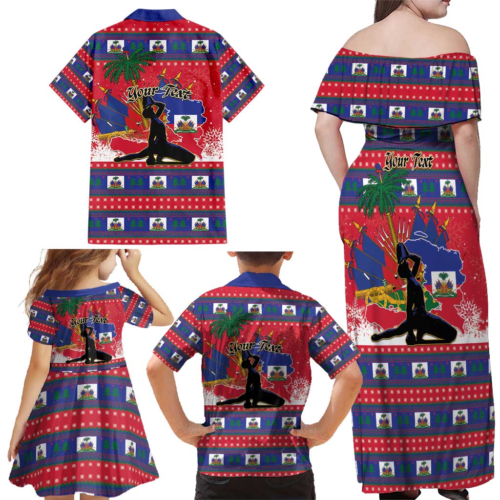 Personalized Ayiti Jwaye Nwel Family Matching Off Shoulder Maxi Dress and Hawaiian Shirt Haiti Merry Christmas - Wonder Print Shop