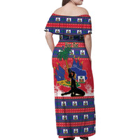 Personalized Ayiti Jwaye Nwel Family Matching Off Shoulder Maxi Dress and Hawaiian Shirt Haiti Merry Christmas - Wonder Print Shop