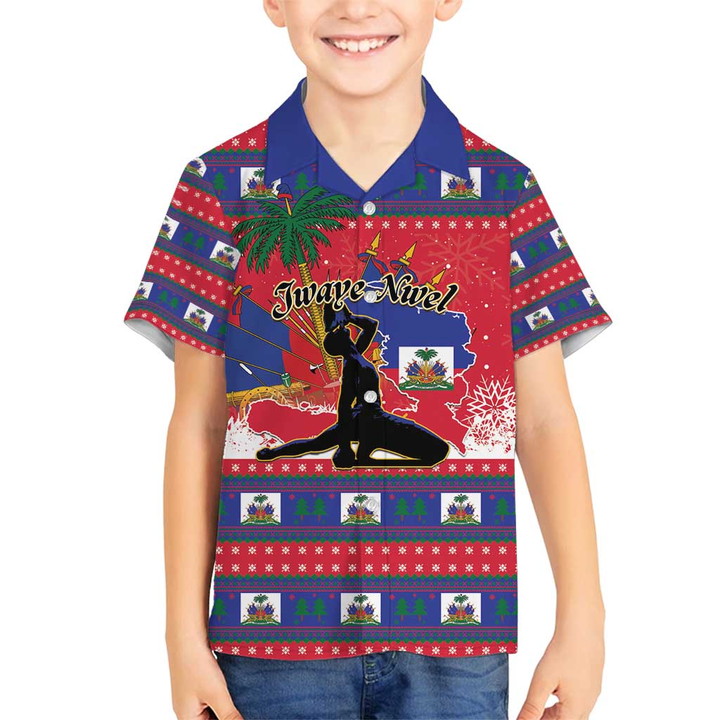 Personalized Ayiti Jwaye Nwel Family Matching Off Shoulder Maxi Dress and Hawaiian Shirt Haiti Merry Christmas - Wonder Print Shop