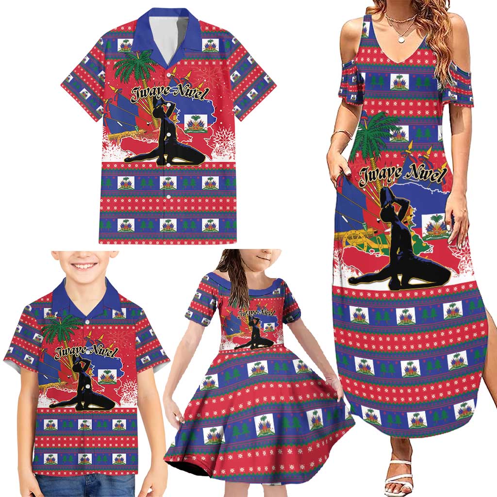 Personalized Ayiti Jwaye Nwel Family Matching Summer Maxi Dress and Hawaiian Shirt Haiti Merry Christmas - Wonder Print Shop
