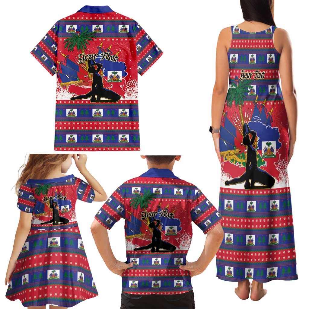 Personalized Ayiti Jwaye Nwel Family Matching Tank Maxi Dress and Hawaiian Shirt Haiti Merry Christmas - Wonder Print Shop
