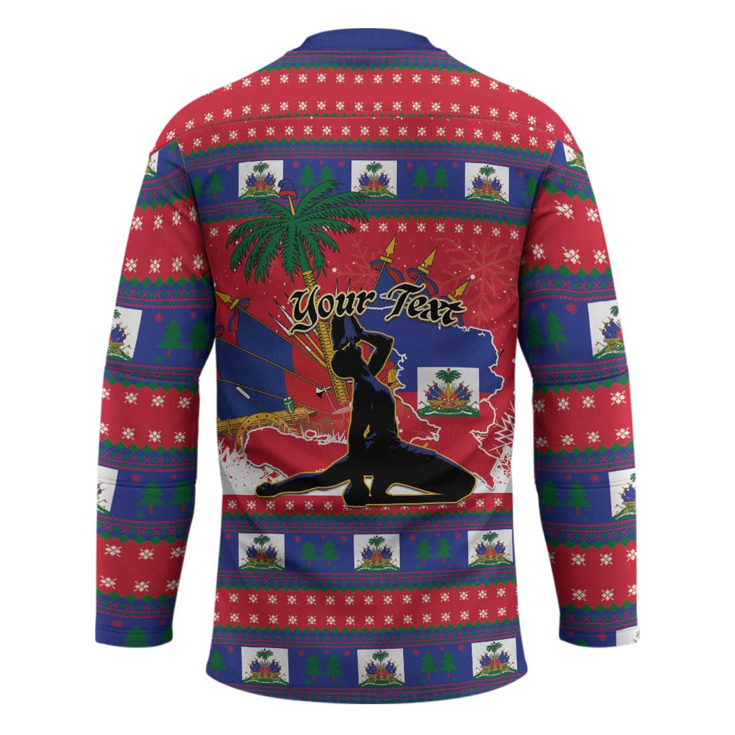 Personalized Ayiti Jwaye Nwel Hockey Jersey Haiti Merry Christmas - Wonder Print Shop