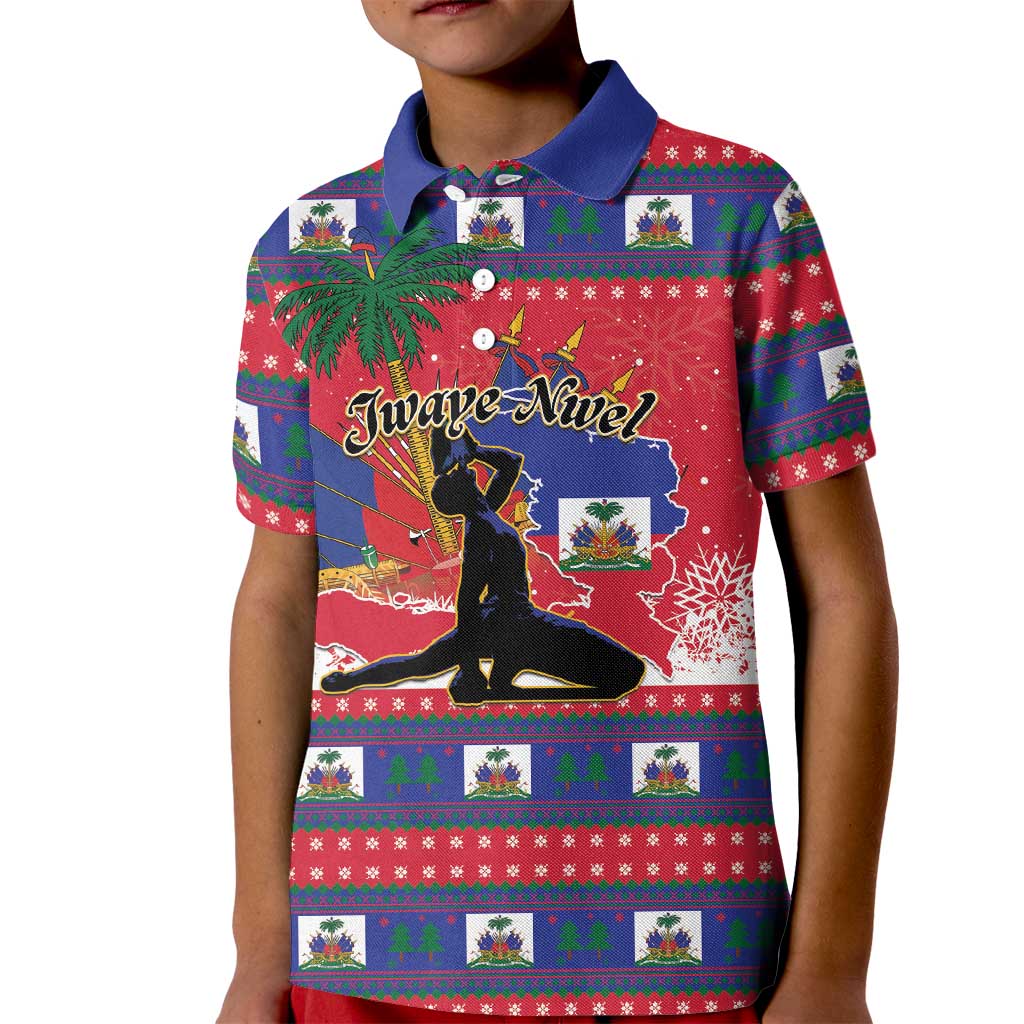 Personalized Ayiti Jwaye Nwel Kid Polo Shirt Haiti Merry Christmas - Wonder Print Shop