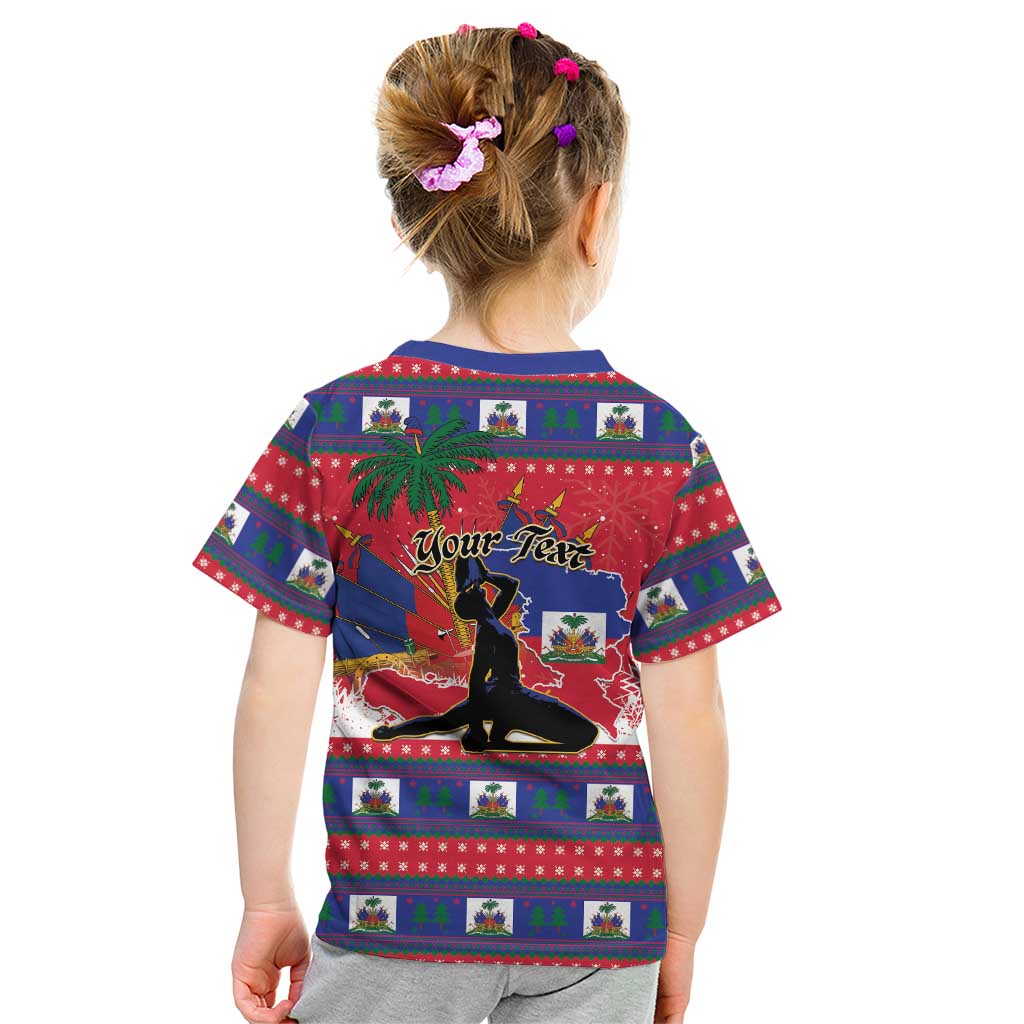 Personalized Ayiti Jwaye Nwel Kid T Shirt Haiti Merry Christmas - Wonder Print Shop