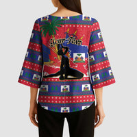 Personalized Ayiti Jwaye Nwel Kimono Sleeve Blouse Haiti Merry Christmas - Wonder Print Shop