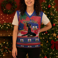 Ayiti Jwaye Nwel Christmas Knitted V-Neck Vest Haiti Merry Christmas - Wonder Print Shop