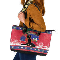Ayiti Jwaye Nwel Leather Tote Bag Haiti Merry Christmas - Wonder Print Shop