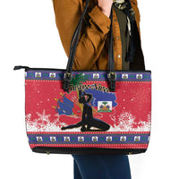 Ayiti Jwaye Nwel Leather Tote Bag Haiti Merry Christmas - Wonder Print Shop