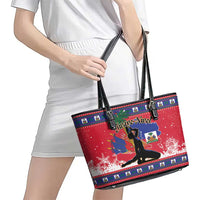 Ayiti Jwaye Nwel Leather Tote Bag Haiti Merry Christmas - Wonder Print Shop