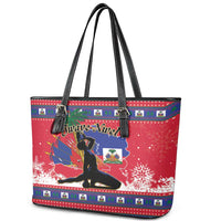 Ayiti Jwaye Nwel Leather Tote Bag Haiti Merry Christmas - Wonder Print Shop