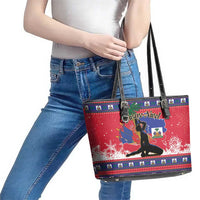 Ayiti Jwaye Nwel Leather Tote Bag Haiti Merry Christmas - Wonder Print Shop