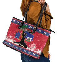 Ayiti Jwaye Nwel Leather Tote Bag Haiti Merry Christmas - Wonder Print Shop
