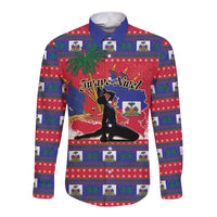Personalized Ayiti Jwaye Nwel Long Sleeve Button Shirt Haiti Merry Christmas - Wonder Print Shop