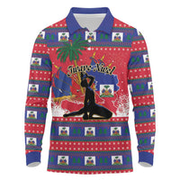 Personalized Ayiti Jwaye Nwel Long Sleeve Polo Shirt Haiti Merry Christmas - Wonder Print Shop