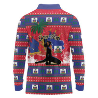 Personalized Ayiti Jwaye Nwel Long Sleeve Polo Shirt Haiti Merry Christmas - Wonder Print Shop